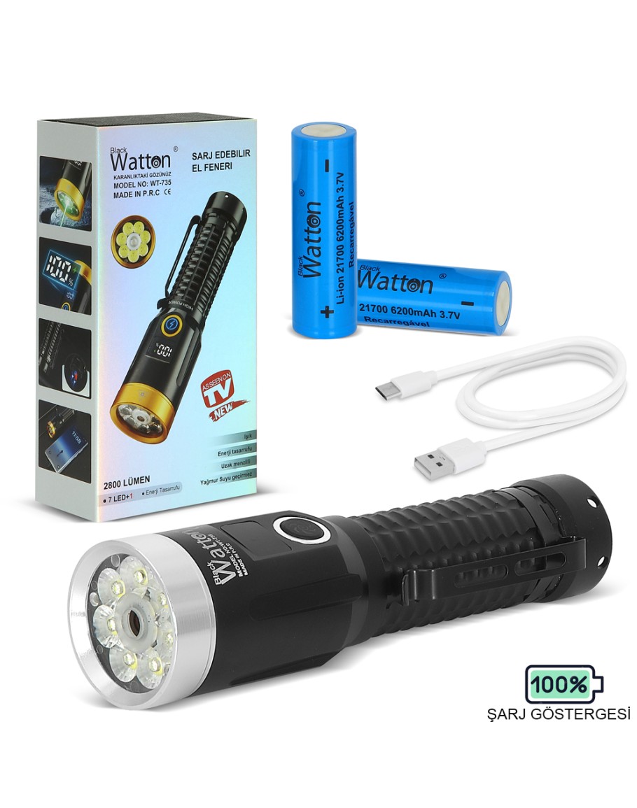 Watton WT-735 2800 Lümen Özel Seri | Yeşil Lazerli ve Mıknatıslı